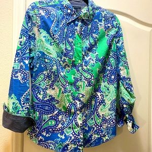 Paisley print, Long Sleeved, button up Blouse